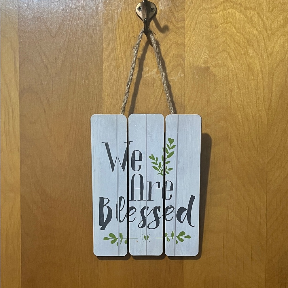 Rustic White and Green Wall Decor Sign